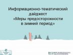 Информационно-тематический дайджест «Меры предосторожности в зимний период»